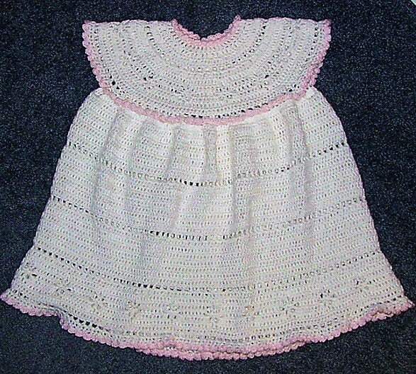 Vintage Crochet Pattern Baby Toddler Girl Pretty Lacy Openwork Flower Dress and Shoes Set PDF Instant Digital Download 6m to 2 Years 3 Ply