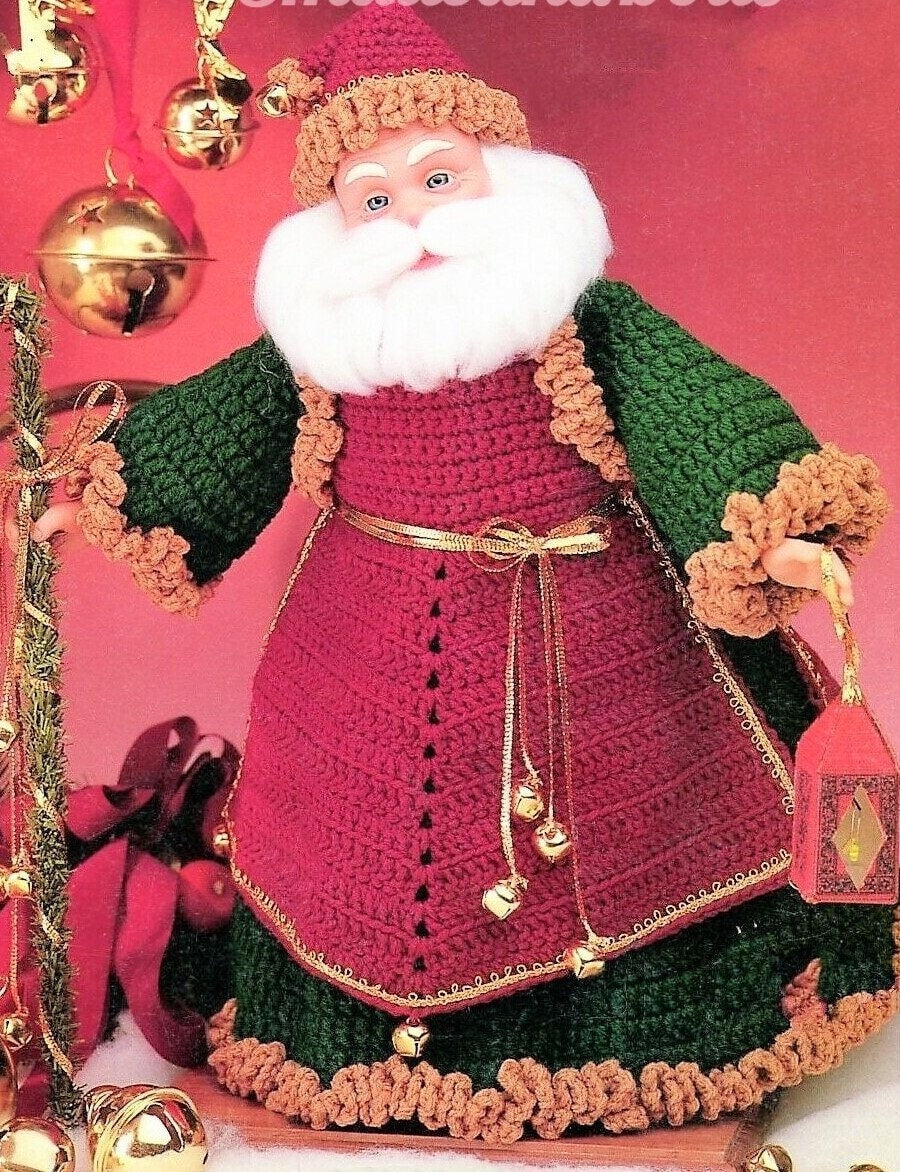 Vintage Crochet Pattern 16" Old Time Santa Claus Doll Old World Christmas Kris Kringle Toga PDF Instant Digital Download 10 Ply