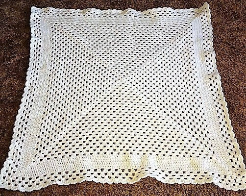 Vintage Crochet Pattern Large Center Square Baby Afghan Blanket PDF Instant Digital Download Granny Square Flower Border Crib Cover 10 Ply