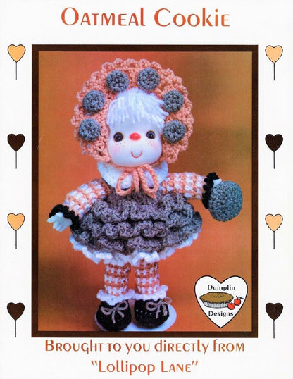 Vintage Crochet Pattern 14" Lollipop Lane Oatmeal Cookie Yarn Head Doll PDF Instant Digital Download Retro 1980s Dumplin Designs 4 Ply Mitzy