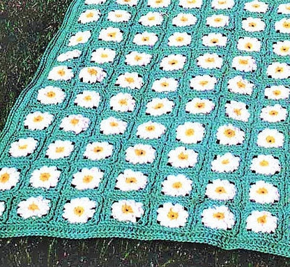 Vintage Crochet Pattern Daisy Field Baby Afghan Blanket Daisies Flower Granny Squares Crib Cot Cover PDF Instant Digital Download 10 Ply