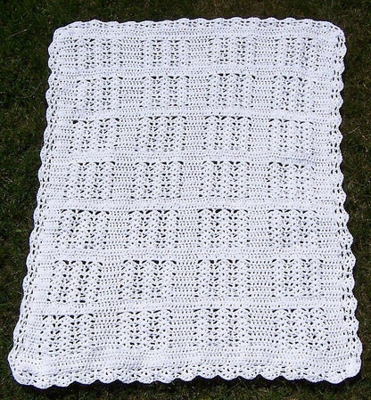 Vintage Crochet Pattern Simple Shells Baby Afghan Blanket PDF Instant Digital Download Lacy Crib Cot Cover 5 Ply