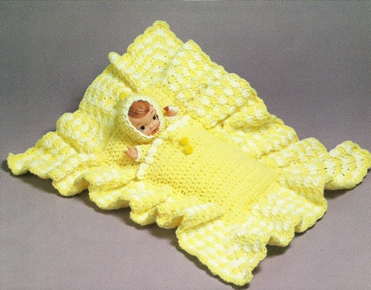 Vintage Crochet Pattern Baby Doll In A Blanket PDF Instant Digital Download Crocheted Dolls Inside a Blanket 4 Ply