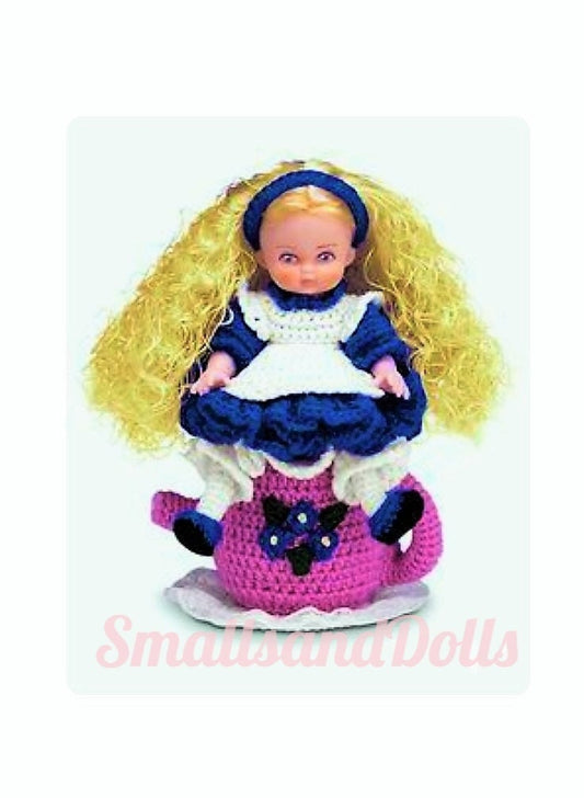 Vintage Crochet Pattern Alice in Wonderland Air Freshener Doll PDF Instant Digital Download Cute Storybook Doll on Teapot 5 Ply