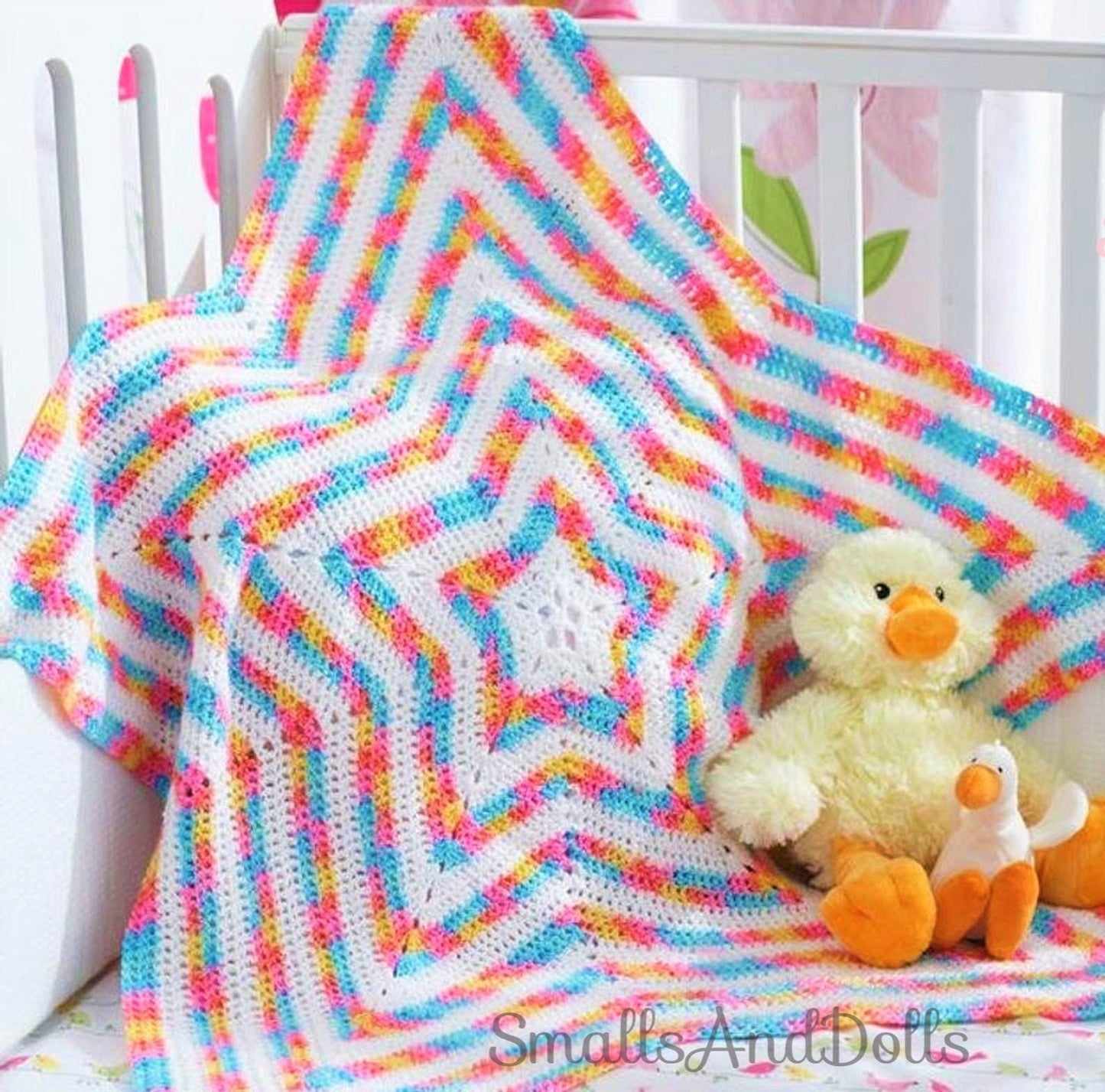 Vintage Crochet Pattern Star Shaped Baby Blanket Afghan Quick Easy PDF Instant Digital Download Big Star Crib Cover DK