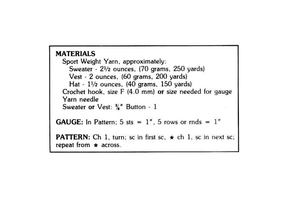 Vintage Crochet Patterns Doll Sweater Vest Hat Sets for 15 16 18 Inch Soft Sculpture Cabbage Patch Kids PDF Instant Digital Download 5 Ply