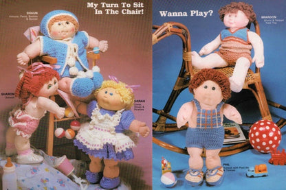 Vintage Crochet Patterns 15 16 18 Inch Soft Sculpture Cabbage Patch kids Doll Clothes Girl Boy 14 Crocheted Outfits PDF Instant Digital Down