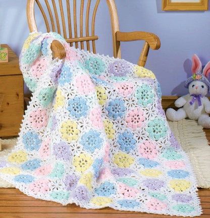 Vintage Crochet Pattern Lace Pastel Flower Wheels Motif Baby Afghan Blanket PDF Instant Digital Download Floral Square Crib Cover 5 Ply