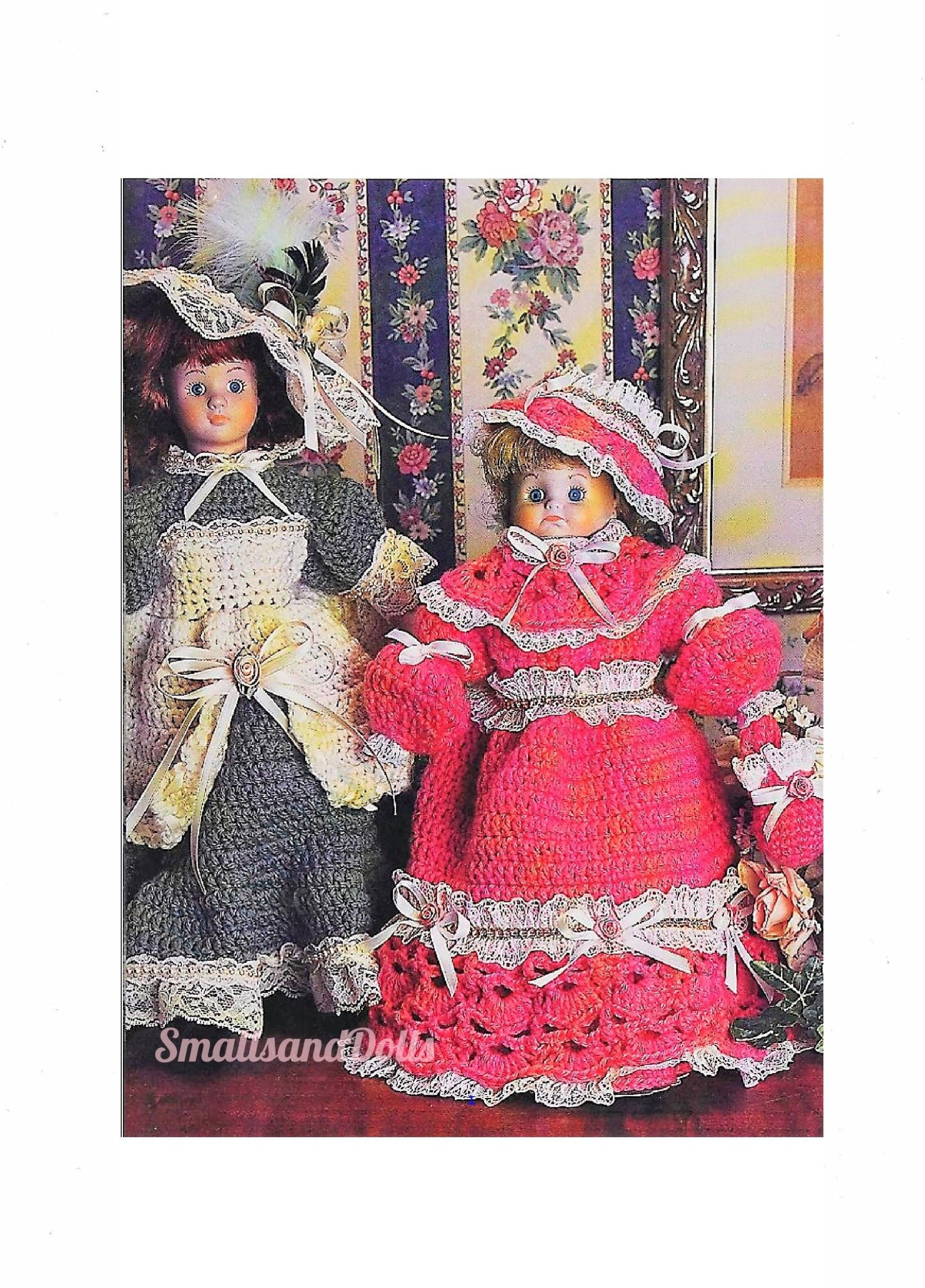 Vintage Crochet Pattern 15" Victorian Doll Dresses Outfits PDF Instant Digital Download Rosebud Easy Beginner 4 Ply 10 Ply