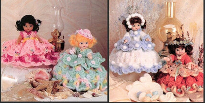Vintage Crochet Patterns 6" Air Freshener Dolls Four Seasons Dress Outfits PDF Instant Digital Download Scented Sweeties 10 Ply