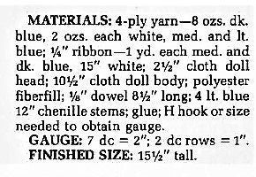 Vintage Crochet Pattern 13" Southern Blue Belle Doll Dress and Parasol PDF Instant Digital Download 4 Ply