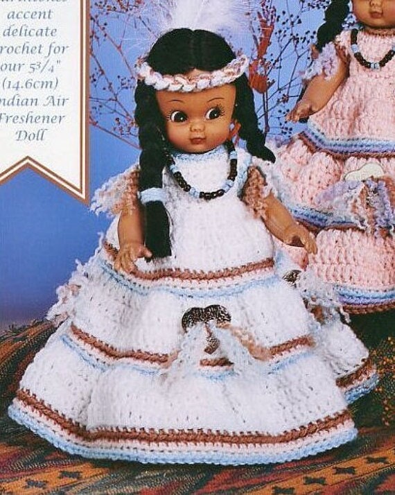 Vintage Crochet Patterns Fawn Indian Princess Dress Outfits for 5.75" Air Freshener or 6" Dolls PDF Instant Digital Download 5 Ply