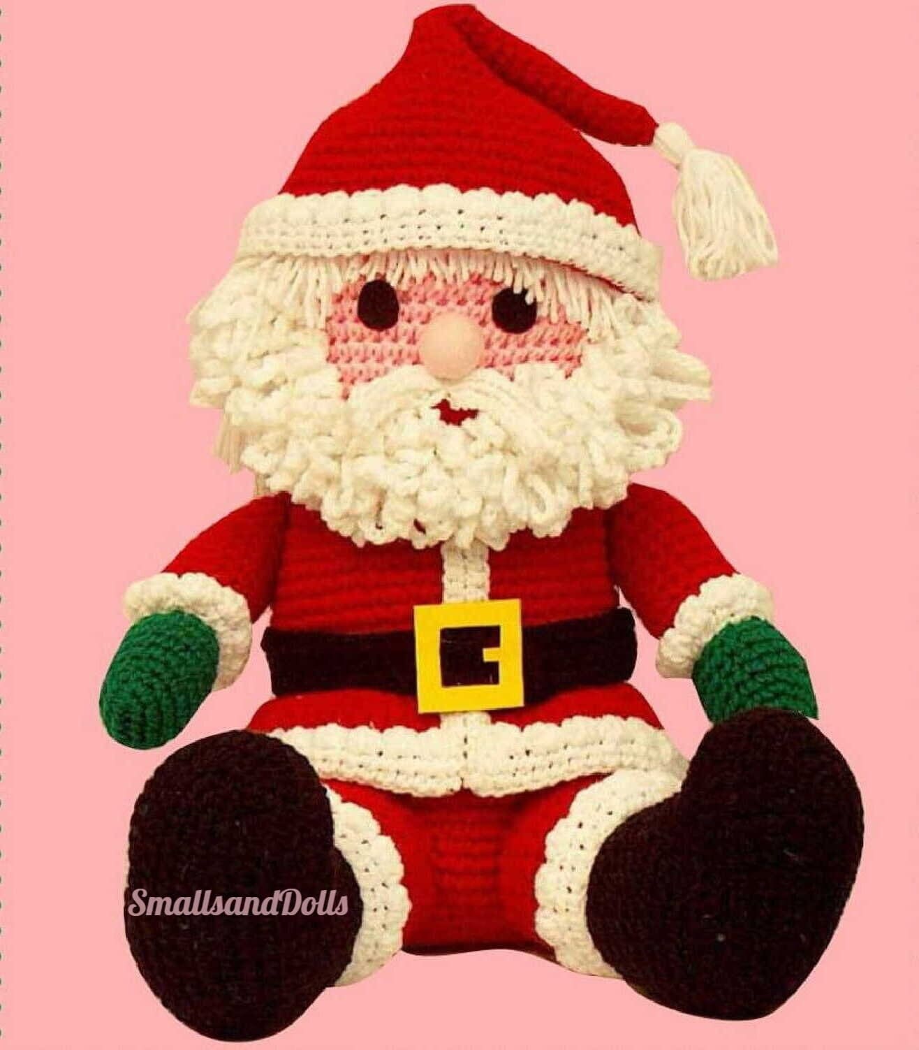 Vintage Crochet Pattern 16" Sitting Santa Claus Amigurumi Doll PDF Instant Digital Download Soft Toy Holiday Doll 4 Ply