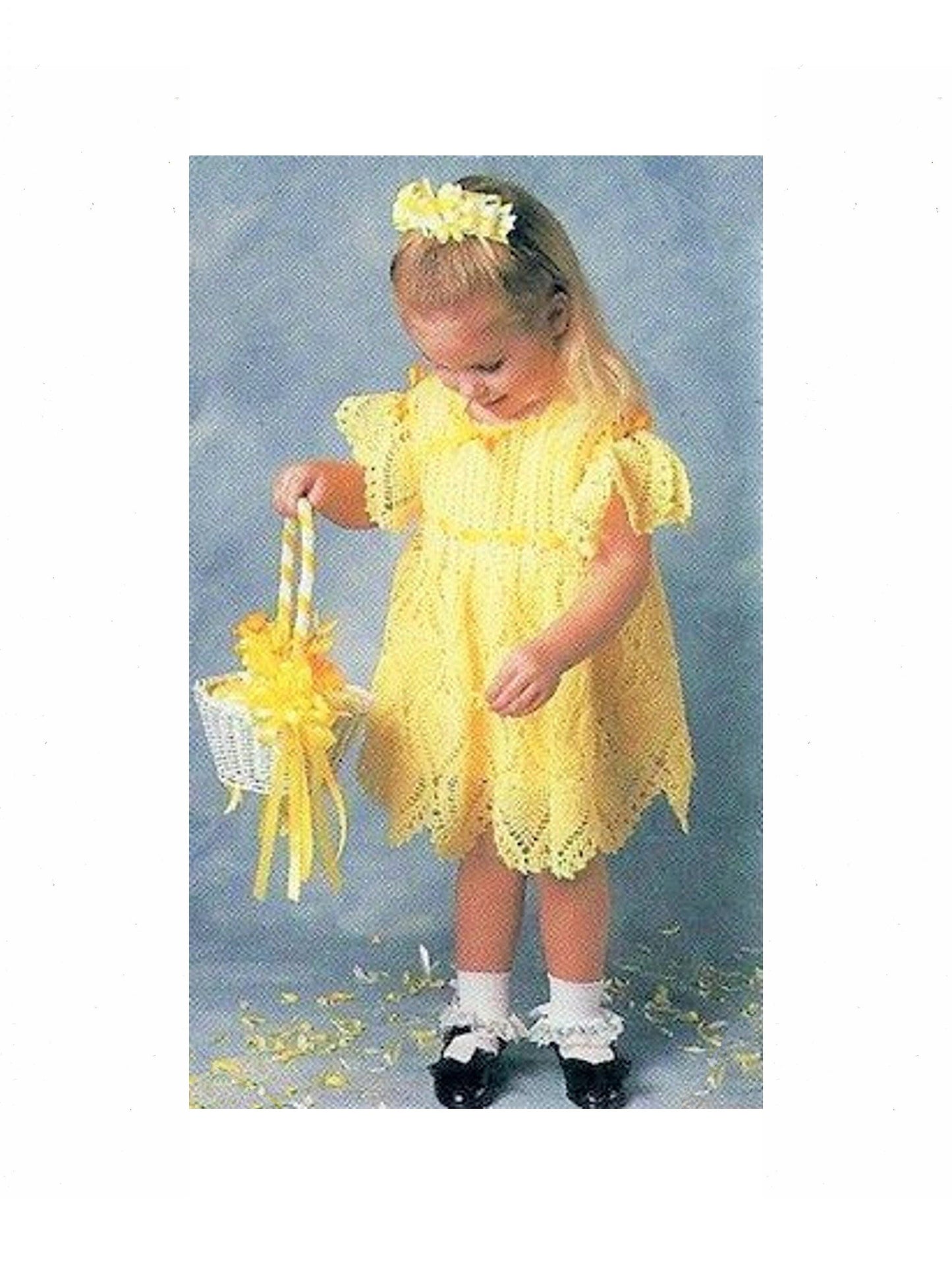 Vintage Crochet Pattern Toddler Girls Crocheted Pineapple Party Dress PDF Instant Digital Download Flower Girl Easter Dress 2T 3T 2-3 yrs