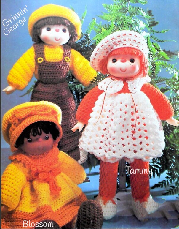 Vintage Crochet Sweeties Yarn Head Doll Patterns 12 to 31 Inch Dolls and Clothes 10 Designs PDF Instant Digital Download Retro 1980s 4 Ply