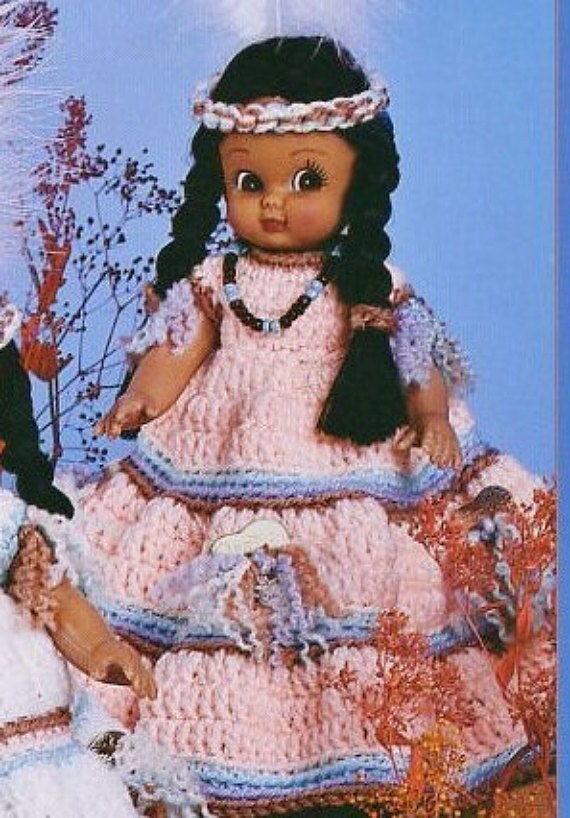 Vintage Crochet Patterns Fawn Indian Princess Dress Outfits for 5.75" Air Freshener or 6" Dolls PDF Instant Digital Download 5 Ply