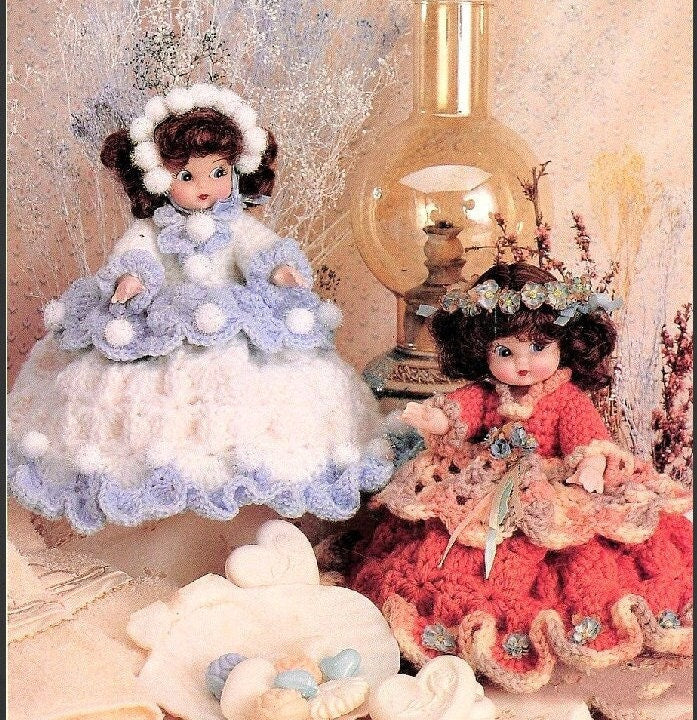 Vintage Crochet Patterns 6" Air Freshener Dolls Four Seasons Dress Outfits PDF Instant Digital Download Scented Sweeties 10 Ply