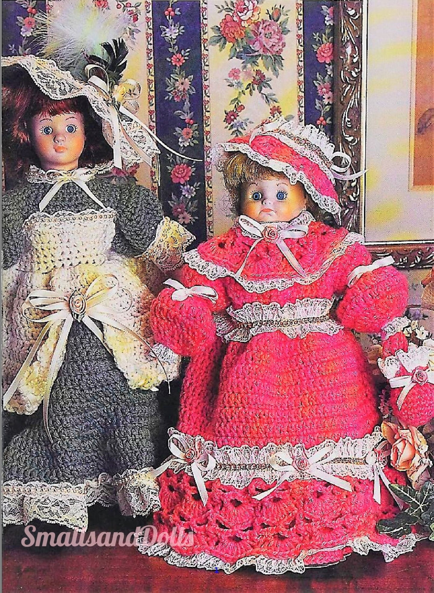 Vintage Crochet Pattern 15" Victorian Doll Dresses Outfits PDF Instant Digital Download Rosebud Easy Beginner 4 Ply 10 Ply