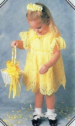 Vintage Crochet Pattern Toddler Girls Crocheted Pineapple Party Dress PDF Instant Digital Download Flower Girl Easter Dress 2T 3T 2-3 yrs