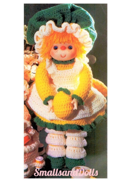 Vintage Crochet Pattern 20" Yarn Head Doll Lil Miss Lemonade PDF Instant Digital Download Retro 1980s Dumplin Designs 4 Ply