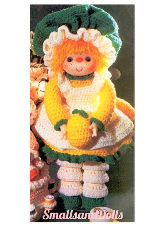 Vintage Crochet Pattern 20" Yarn Head Doll Lil Miss Lemonade PDF Instant Digital Download Retro 1980s Dumplin Designs 4 Ply