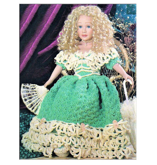 Vintage Crochet Pattern 24" Doll Victorian Edwardian Dress and Accessories for 24 Inch Doll PDF Instant Digital Download 10 Ply