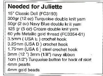 Vintage Crochet Pattern 15" Doll Romantic Shakespearean Renaissance Dress 15 inch Doll PDF Instant Digital Download Fashion Doll Outfit DK