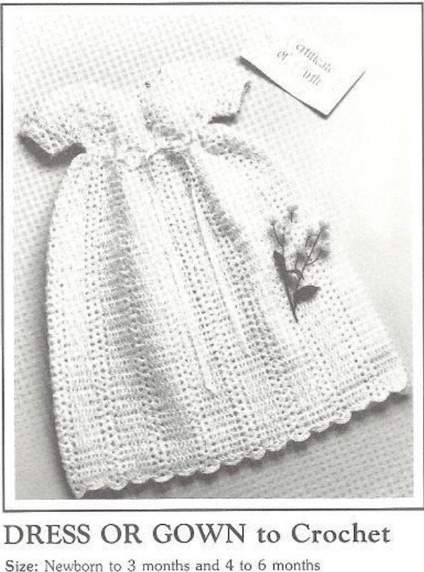 Vintage Crochet Pattern Classic Shell Stitch Heirloom Layette Set Dress Bonnet Booties Blanket PDF Instant Digital Download 0-6m DK 1970s