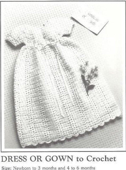 Vintage Crochet Pattern Classic Shell Stitch Heirloom Layette Set Dress Bonnet Booties Blanket PDF Instant Digital Download 0-6m DK 1970s