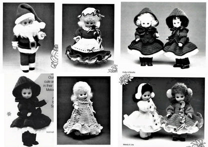 Vintage Crochet Patterns Christmas Outfits & Dresses for 13 Inch Dolls PDF Instant Digital Download Carolers Santa Mrs Claus Angel 10 Ply