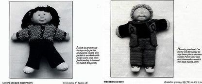 Vintage Crochet Pattern 16 17 19 Inch Soft Sculpture Doll Clothes PDF Instant Digital Download Cabbage Patch Kids 10 School Playtime Outfits