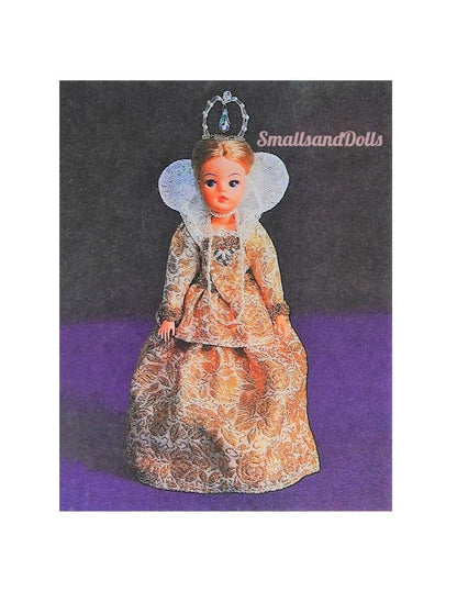 Vintage Sewing Pattern 11.5" Fashion Doll Clothes Elizabethan Costume PDF Instant Digital Download Regal Princess Queen Royal Brocade Outfit
