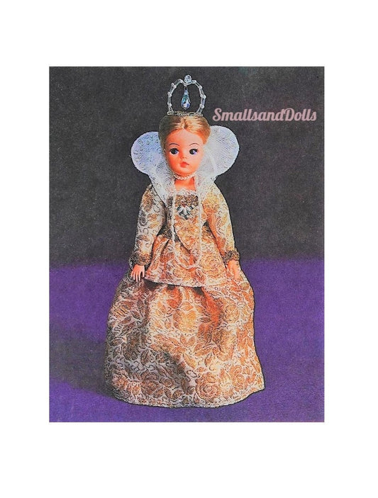 Vintage Sewing Pattern 11.5" Fashion Doll Clothes Elizabethan Costume PDF Instant Digital Download Regal Princess Queen Royal Brocade Outfit