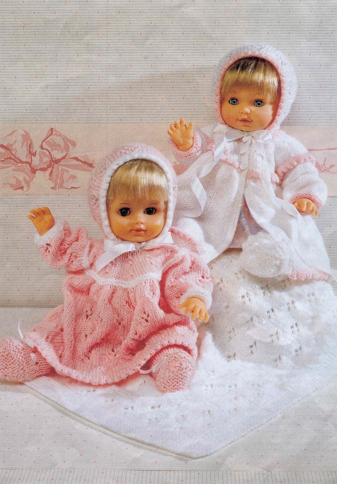Vintage Knitting Pattern Knit Doll Clothes Layette for 12-22 Inch Dolls PDF Instant Digital Download Bonnet Coat Dress Booties Blanket DK