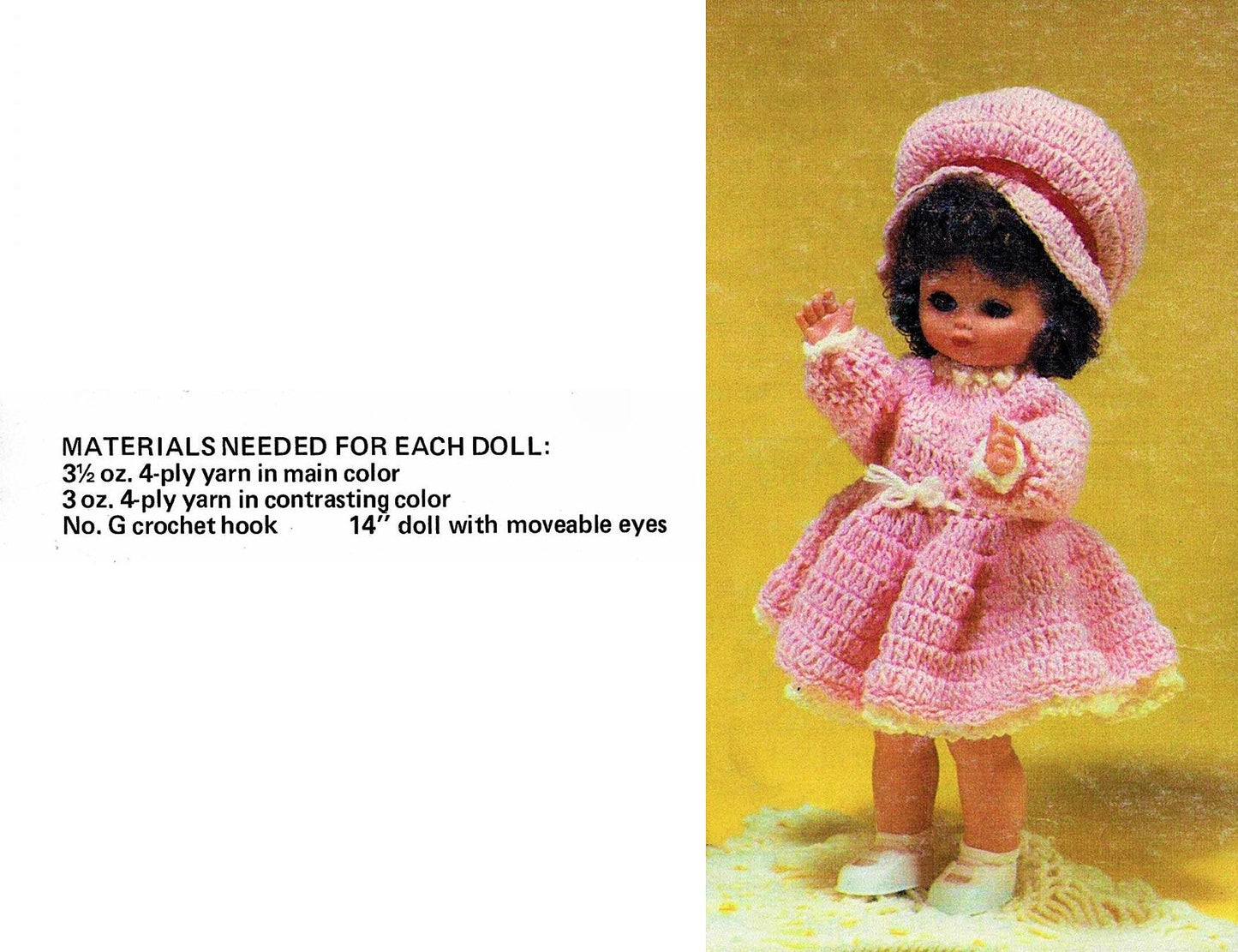Vintage Crochet Pattern 14" Three Sisters Doll Clothes Pretty Old Fashioned Outfits PDF Instant Digital Download 4 Ply