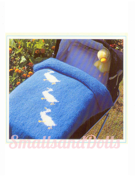 Vintage Knitting Pattern Three Little Puddle Ducks Baby Blanket PDF Instant Digital Download Ducky Crib Cover 26x36 12 Ply
