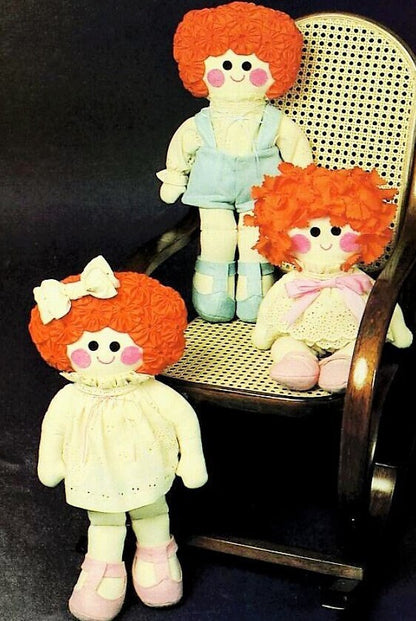 Vintage Sewing Pattern 18" 20" Rag Doll Family Soft Sculpture Fabric Dolls Brother Sister Baby PDF Instant Digital Download Soft Toys