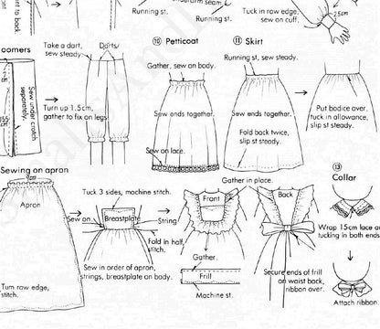 Vintage Sewing Pattern 20" Cute Country Prairie Girl Soft Sculpture Toy Doll PDF Instant Digital Download Cotton Fabrics Yarn Hair