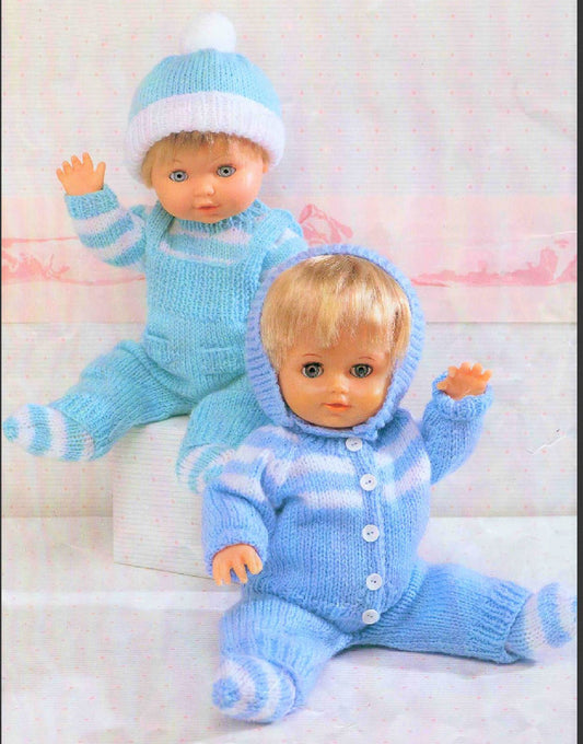 Vintage Knitting Pattern Doll Clothes for 12 to 22 Inch Baby Dolls Fair Isle Pram Sweater Dungaree Outfits PDF Instant Digital Download DK