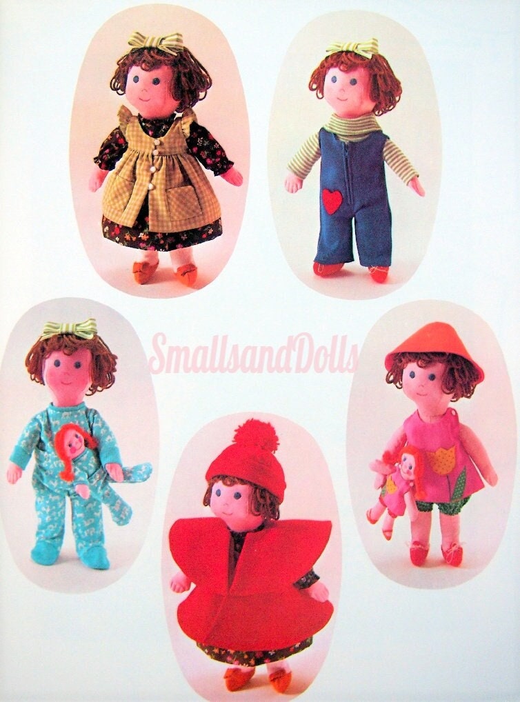 Vintage Sewing Pattern 14" Amy Doll and Her Dolly Soft Sculpture Toy Dolls Full Wardrobe PDF Instant Digital Download