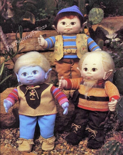 Vintage Sewing Pattern 18" Elf Gnome Pixie Boy Soft Sculpture Dolls & Outfits PDF Instant Digital Download Soft Toys Full Size Patterns