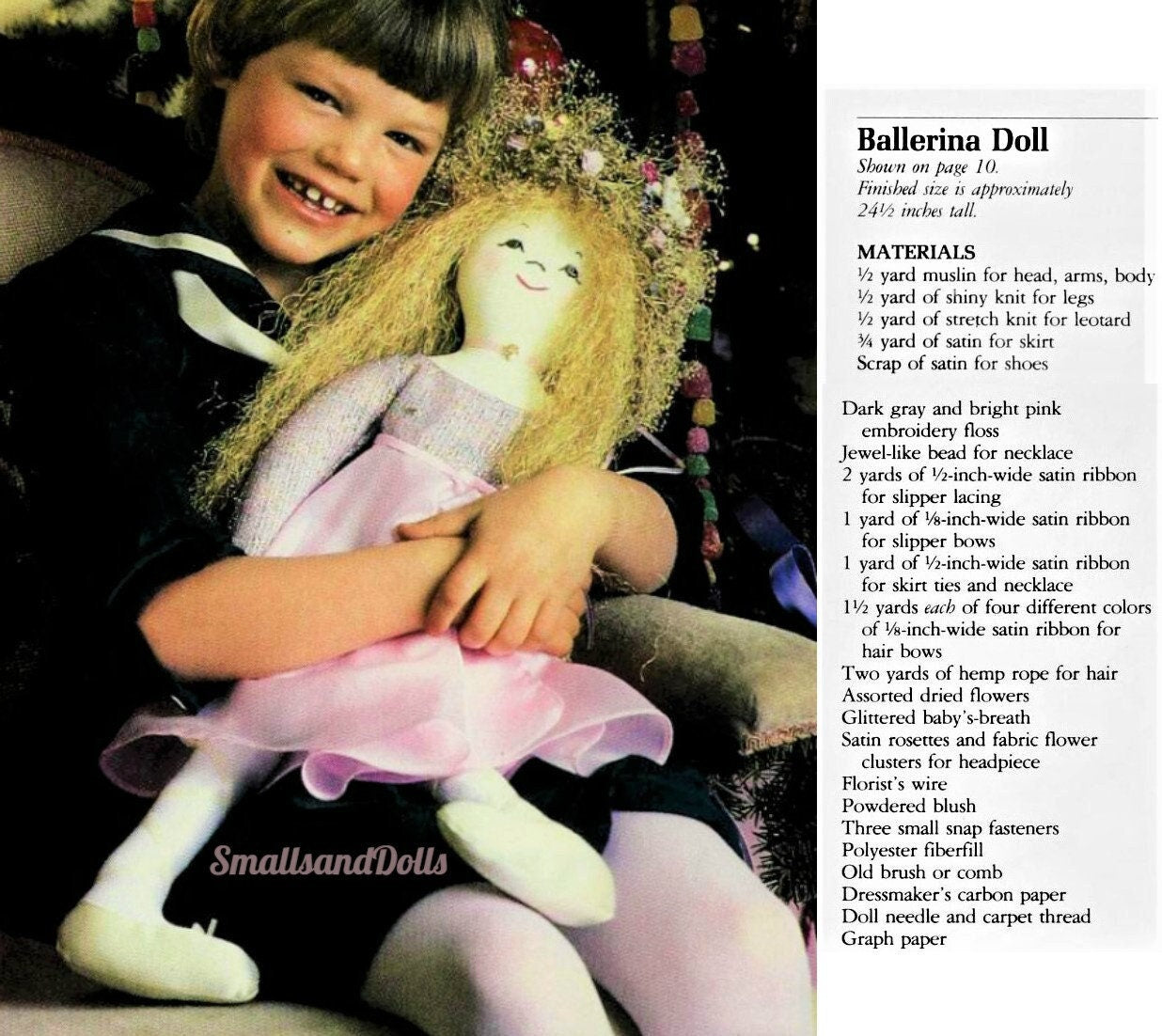 Vintage Sewing Pattern 24" The Nutcracker Toy Soldier Doll & Ballerina Girl Doll Christmas Soft Sculpture Toys PDF Instant Digital Download