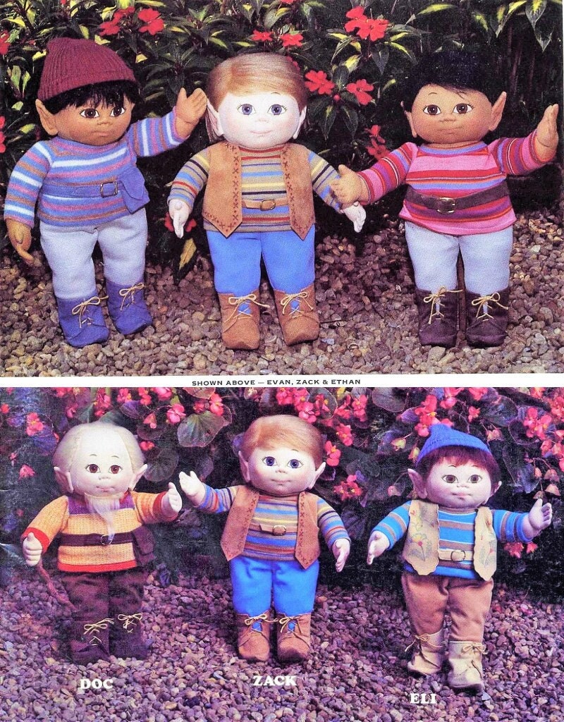 Vintage Sewing Pattern 18" Elf Gnome Pixie Boy Soft Sculpture Dolls & Outfits PDF Instant Digital Download Soft Toys Full Size Patterns