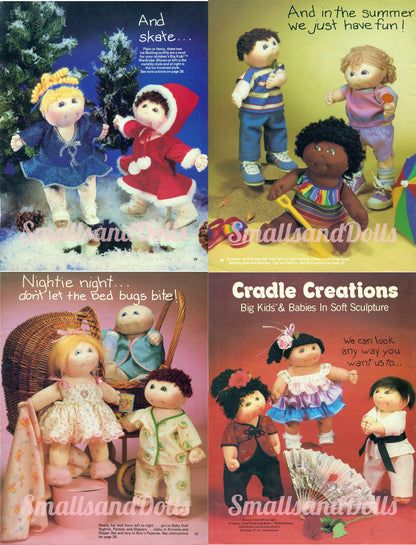 Vintage Sewing Patterns 15" Big Kids & Babies Soft Sculpture Toy Dolls With Outfits PDF Instant Digital Download Retro Cute Fabric Dollys