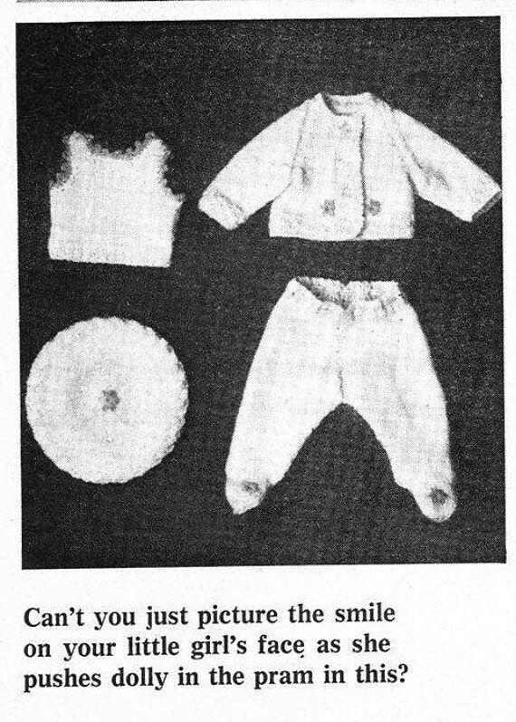 Vintage Knitting Patterns 18 - 22 Inch Doll Clothes Complete Layette Pram Set Sleeping Bag Outfits PDF Instant Digital Download  8 Ply
