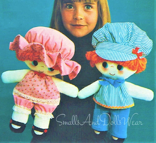 Vintage Sewing Pattern 12" Rag Doll Twins Soft Sculpture Fabric Girl Boy Dollys PDF Instant Digital Download Cute Soft Toys