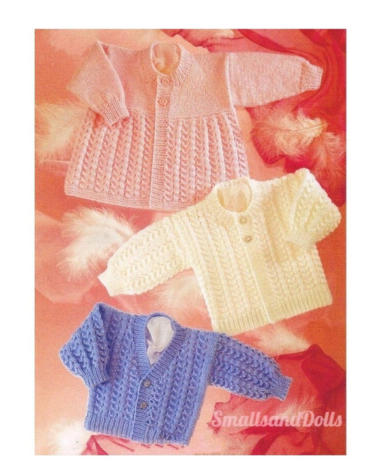 Vintage Knitting Pattern Baby Cardigan Sweaters & Matinee Coat Set PDF Instant Digital Download Preemie -12 m DK 8 Ply