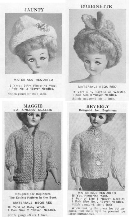 PDF Vintage Knitting Patterns 1963 Fashion Doll Clothes 20 Knitted Winter Designs For The 11" Teen Doll Instant Digtial Download Book 1