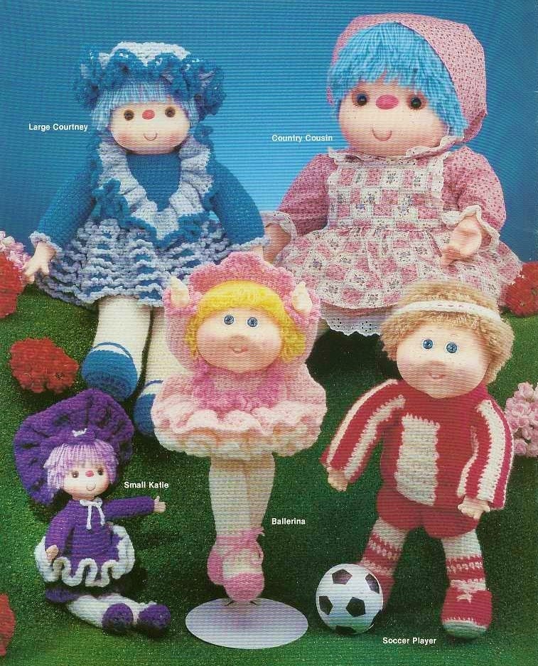 Vintage Crochet Playbabies Doll Patterns Yarn Head Baby Toothie Ruthie Cabbage Patch Doll Designs PDF Instant Digital Download 4 Ply