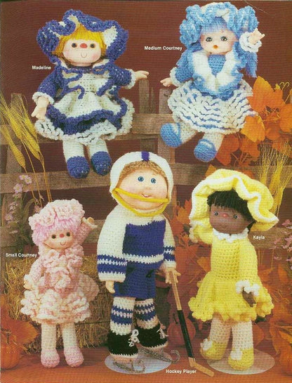 Vintage Crochet Playbabies Doll Patterns Yarn Head Baby Toothie Ruthie Cabbage Patch Doll Designs PDF Instant Digital Download 4 Ply